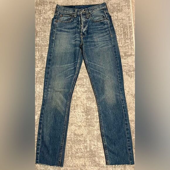 RE/DONe Denim!COMFORT STRETCH HIGH RISE STOVE PIPE ButtonUp Jeans Size 23 - Picture 2 of 14
